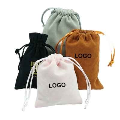 Custom Logo Silk Screen Printed Eco-Friendly Cotton Flannelette Drawstring Bag 2